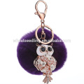 Porte-clés en métal de hibou Porte-clés en fourrure de lapin 126-FH95-126